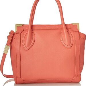 Foley & Corinna Framed Leather Shopper Color: Coral